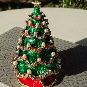 Qifu Hinged Christmas tree Trinket Box, Christmas gifts, Christmas decorative